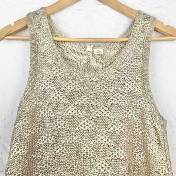 Anthropologie Moth Sana Foiled Metallic Gold Knit Tank Top - Picture 5 of 12